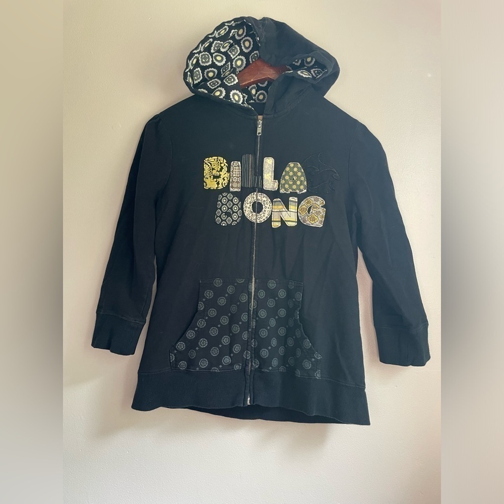 Black Billabong Zip-Up Hoodie youth size medium